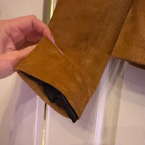 BAGATELLE NYC Camel Tan Genuine Suede Leather Motorcycle Jacket - size small - Picture 11 of 16